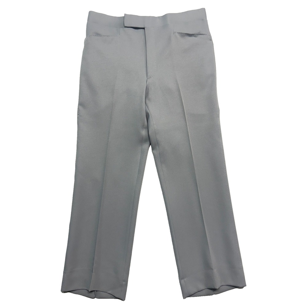 VTG 70s Gray 34x30 Italy‎ Leisure Pants Retro Disco Knit Flat Front California